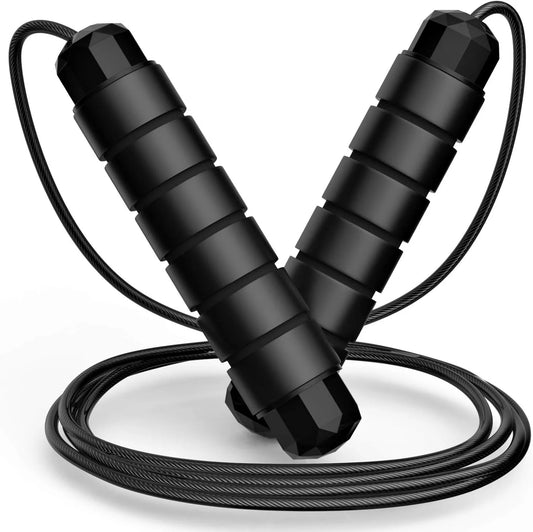 FitKitchPro Tangle-Free Jump Rope – Black Speed Rope for Cardio & HIIT,