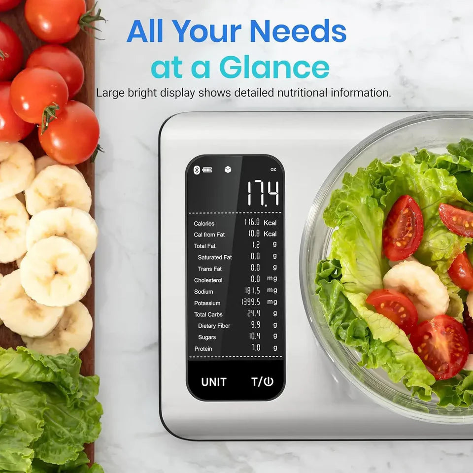 FitKitchPro Smart Nutrition Food Scale – digital kitchen scale to track macros, calories, protein, and meals accurately for healthy eating.